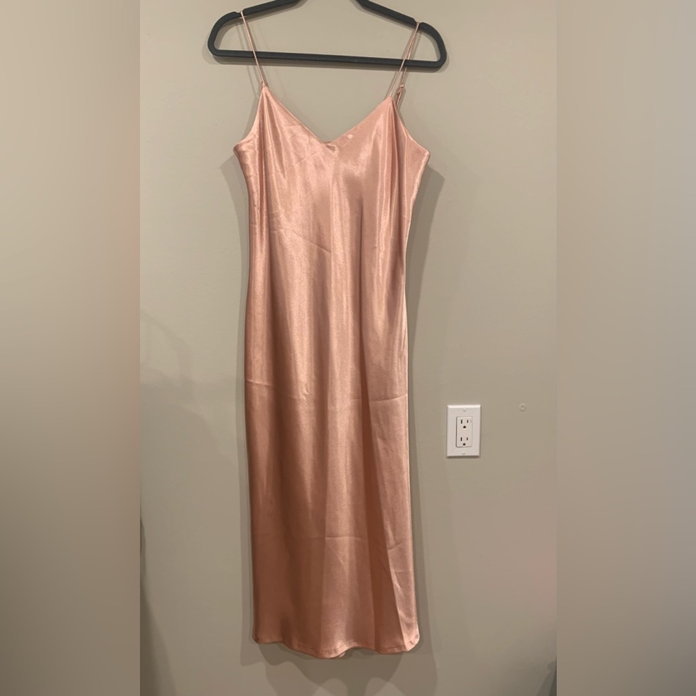 Silky camisole slip dress - NWT- Lauren Conrad- rose gold - size L -